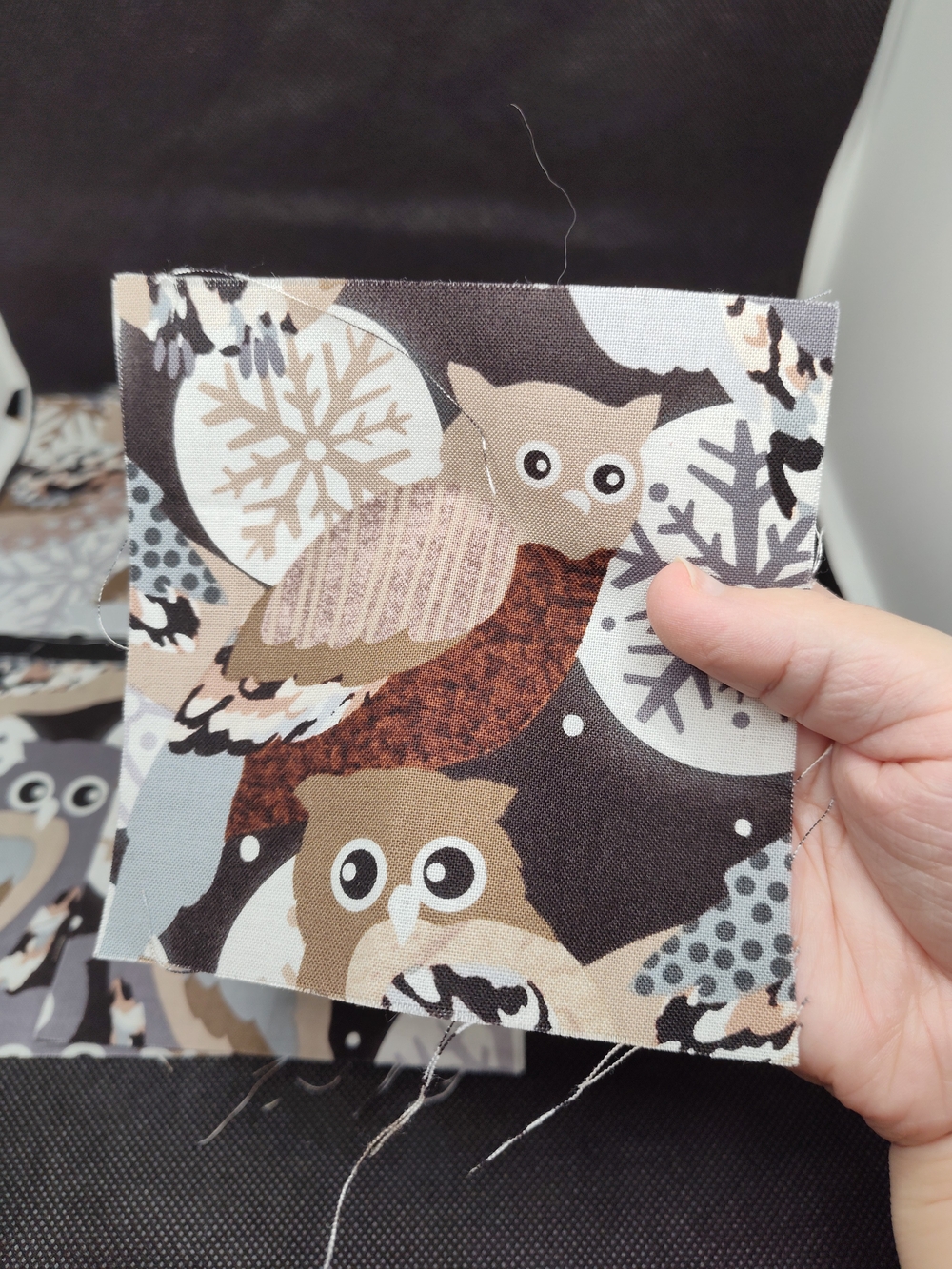 6 4.50 INCH Snowy Owls Cotton Fabric SQUARES